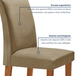 Conjunto Sala De Jantar Nápoles Tampo Vidro/MDF com 6 Cadeiras Luísa Smart Plus  - 6