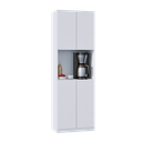 Ver imagem 4 de Armário Multiuso 4 Portas Organizador Compacto Branco com Nicho para Café e Cozinha