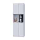 Ver imagem 5 de Armário Multiuso 4 Portas Organizador Compacto Branco com Nicho para Café e Cozinha