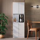 Ver imagem 1 de Armário Multiuso 4 Portas Organizador Compacto Branco com Nicho para Café e Cozinha