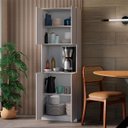 Ver imagem 3 de Armário Multiuso 4 Portas Organizador Compacto Branco com Nicho para Café e Cozinha