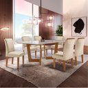 Ver imagem 1 de Conjunto Sala de Jantar Nápoles Tampo Vidro/MDF com 6 Cadeiras Luísa Smart Plus
