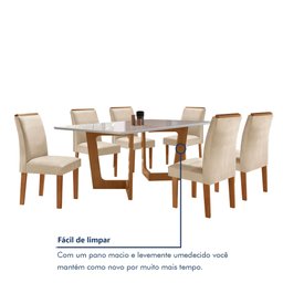Conjunto Sala De Jantar Nápoles Tampo Vidro/MDF com 6 Cadeiras Luísa Smart Plus  - 8