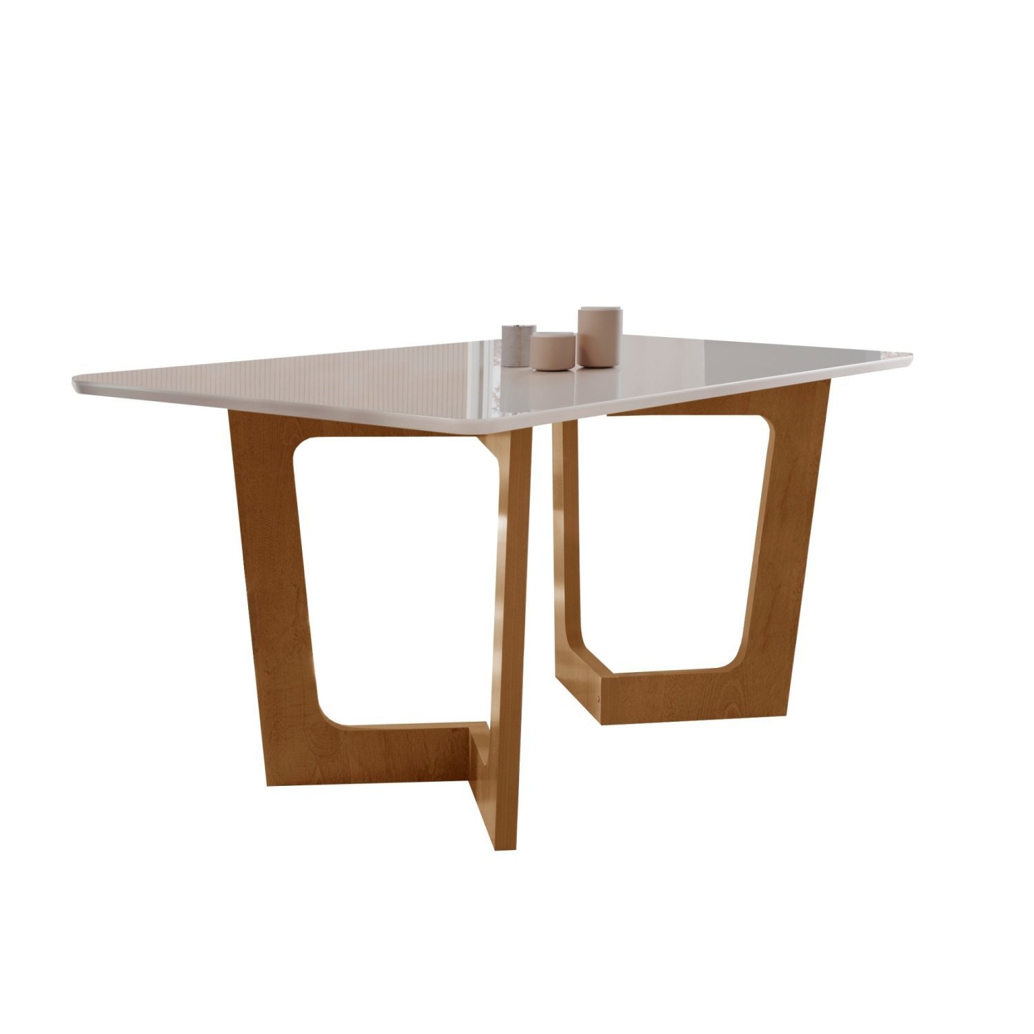 Conjunto de Jantar Mesa com Vidro New Lauren 6 Cadeiras Ella - Natural –  Homedock