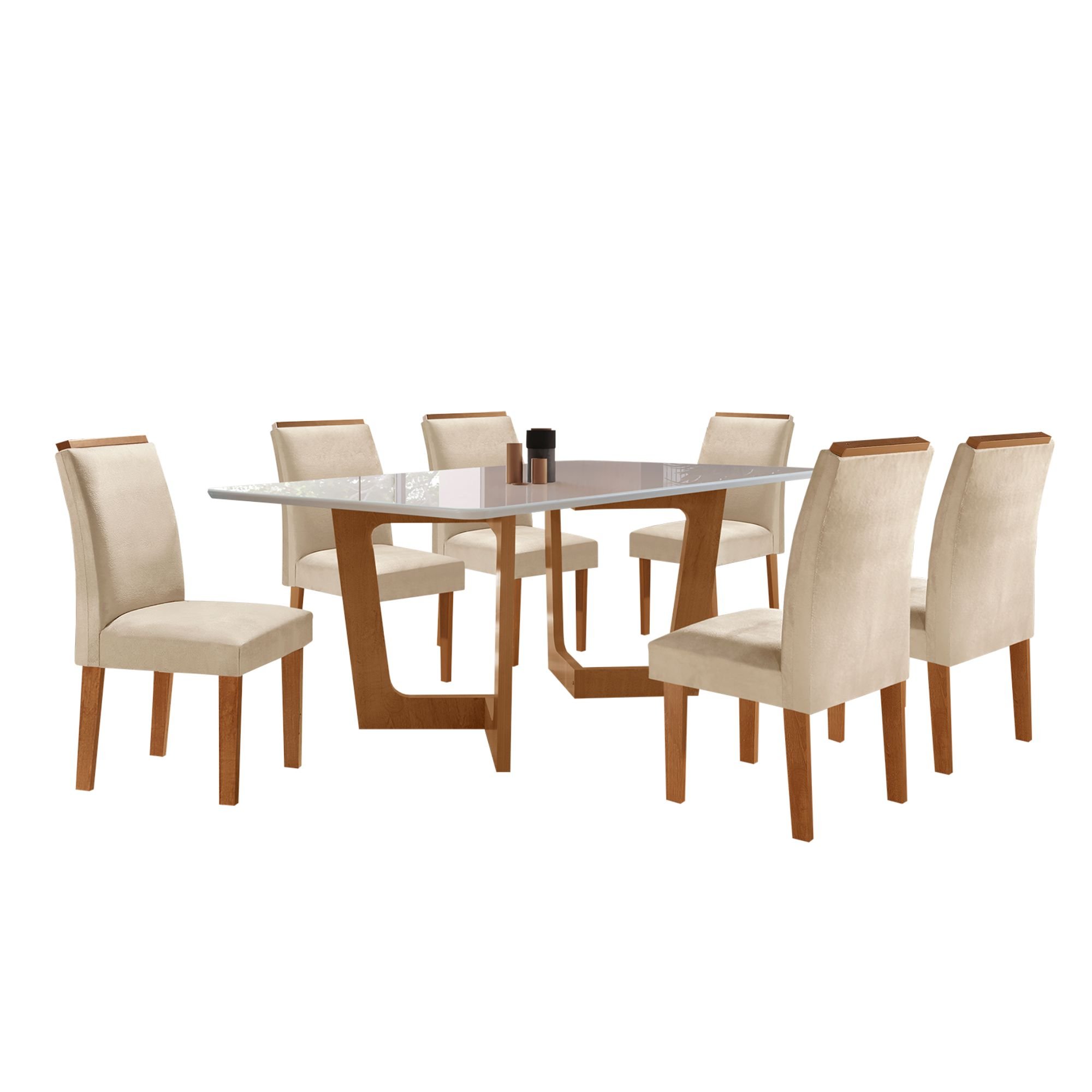 Conjunto Sala De Jantar Nápoles Tampo Vidro/MDF com 6 Cadeiras Luísa Smart Plus  - 14