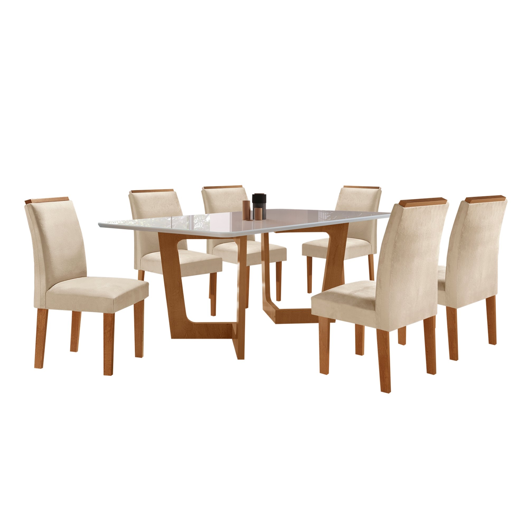 Conjunto Sala De Jantar Nápoles Tampo Vidro/MDF com 6 Cadeiras Luísa Smart Plus  - 2