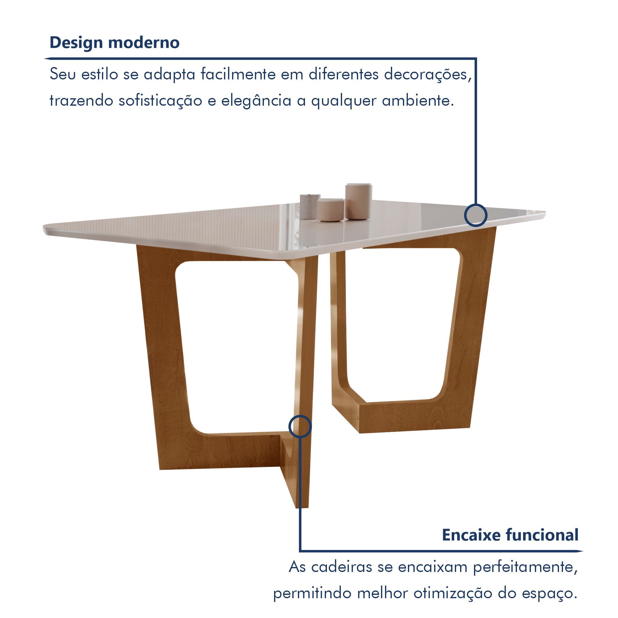 Conjunto Sala De Jantar Nápoles Tampo Vidro/MDF com 6 Cadeiras Luísa Smart Plus  - 3