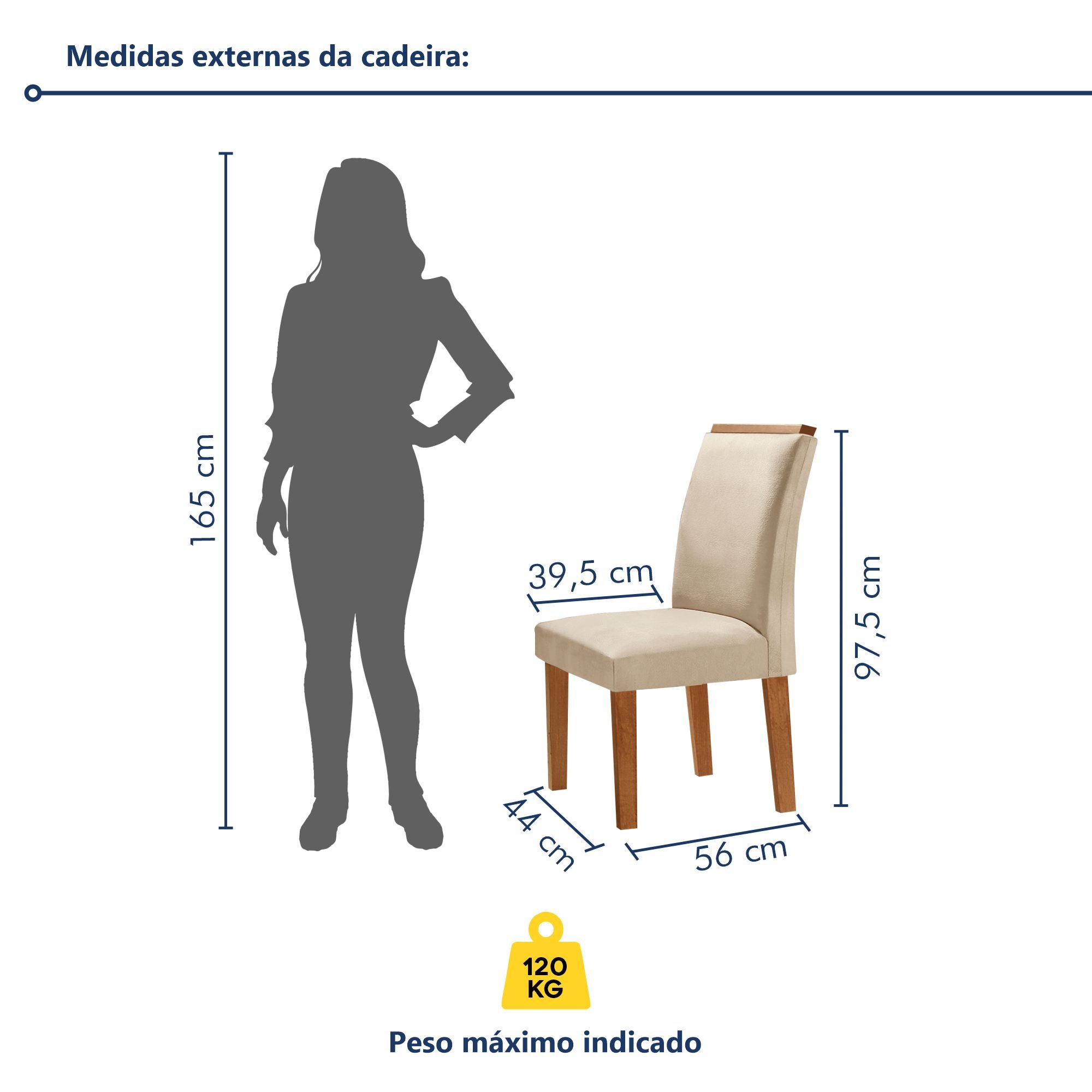 Conjunto Sala De Jantar Nápoles Tampo Vidro/MDF com 6 Cadeiras Luísa Smart Plus  - 10