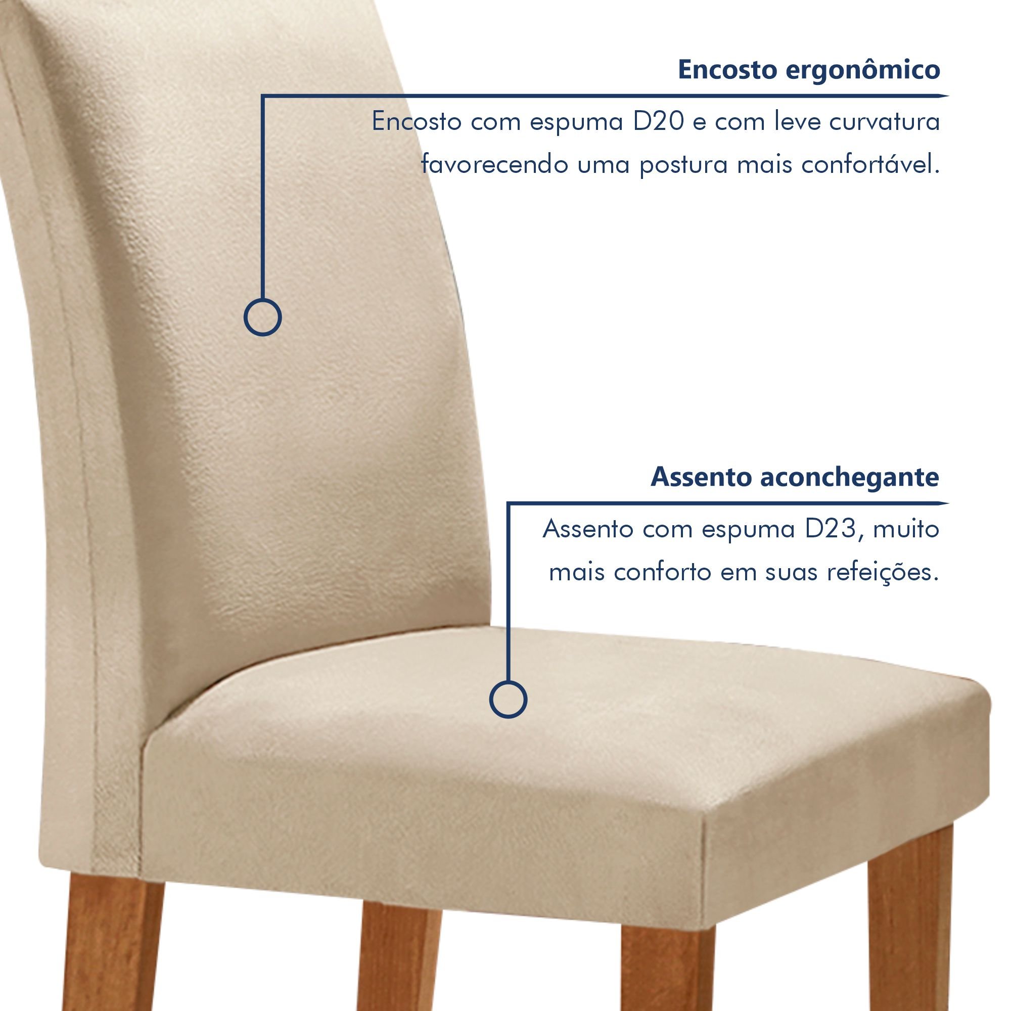 Conjunto Sala De Jantar Nápoles Tampo Vidro/MDF com 6 Cadeiras Luísa Smart Plus  - 6