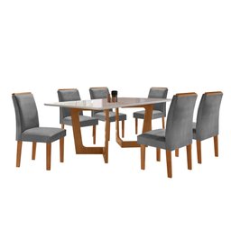 Conjunto Sala De Jantar Nápoles Tampo Vidro/MDF com 6 Cadeiras Luísa Smart Plus  - 14