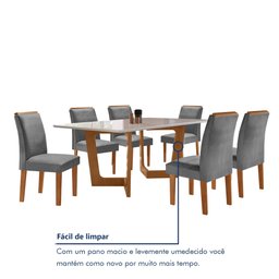 Conjunto Sala De Jantar Nápoles Tampo Vidro/MDF com 6 Cadeiras Luísa Smart Plus  - 8