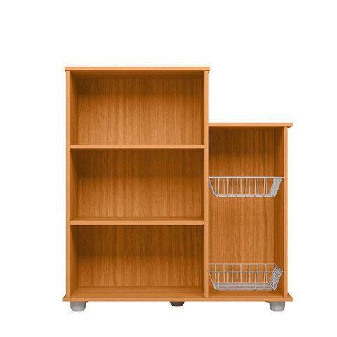 Armário Multiuso Fruteira Sollys 2 Portas Cesto Metal Nicho Microondas - Freijó