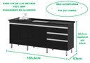 Ver imagem 3 de Gabinete para Pia 2 Metros Balcão 100% Mdf com Puxador em Alumínio Inteiro Chapa de 15mm Ultimas Uni
