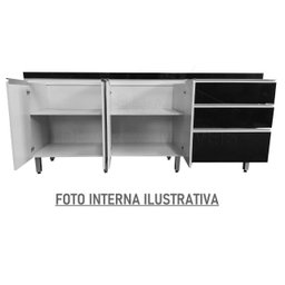 Gabinete Para Pia 2 Metros balcão 100% MDF com Puxador em Alumínio inteiro chapa de 15mm ultimas uni - 4