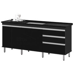 Gabinete Para Pia 2 Metros balcão 100% MDF com Puxador em Alumínio inteiro chapa de 15mm ultimas uni - 1