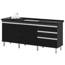 Ver imagem 1 de Gabinete para Pia 2 Metros Balcão 100% Mdf com Puxador em Alumínio Inteiro Chapa de 15mm Ultimas Uni