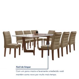 Conjunto Sala De Jantar Nápoles Tampo Vidro/MDF com 8 Cadeiras Genova Smart Plus  - 8