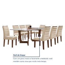 Conjunto Sala De Jantar Nápoles Tampo Vidro/MDF com 8 Cadeiras Genova Smart Plus  - 8