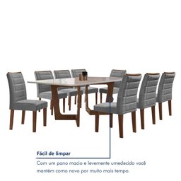 Conjunto Sala De Jantar Nápoles Tampo Vidro/MDF com 8 Cadeiras Genova Smart Plus  - 8