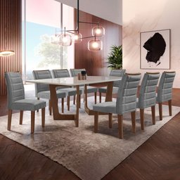 Conjunto Sala De Jantar Nápoles Tampo Vidro/MDF com 8 Cadeiras Genova Smart Plus  - 1