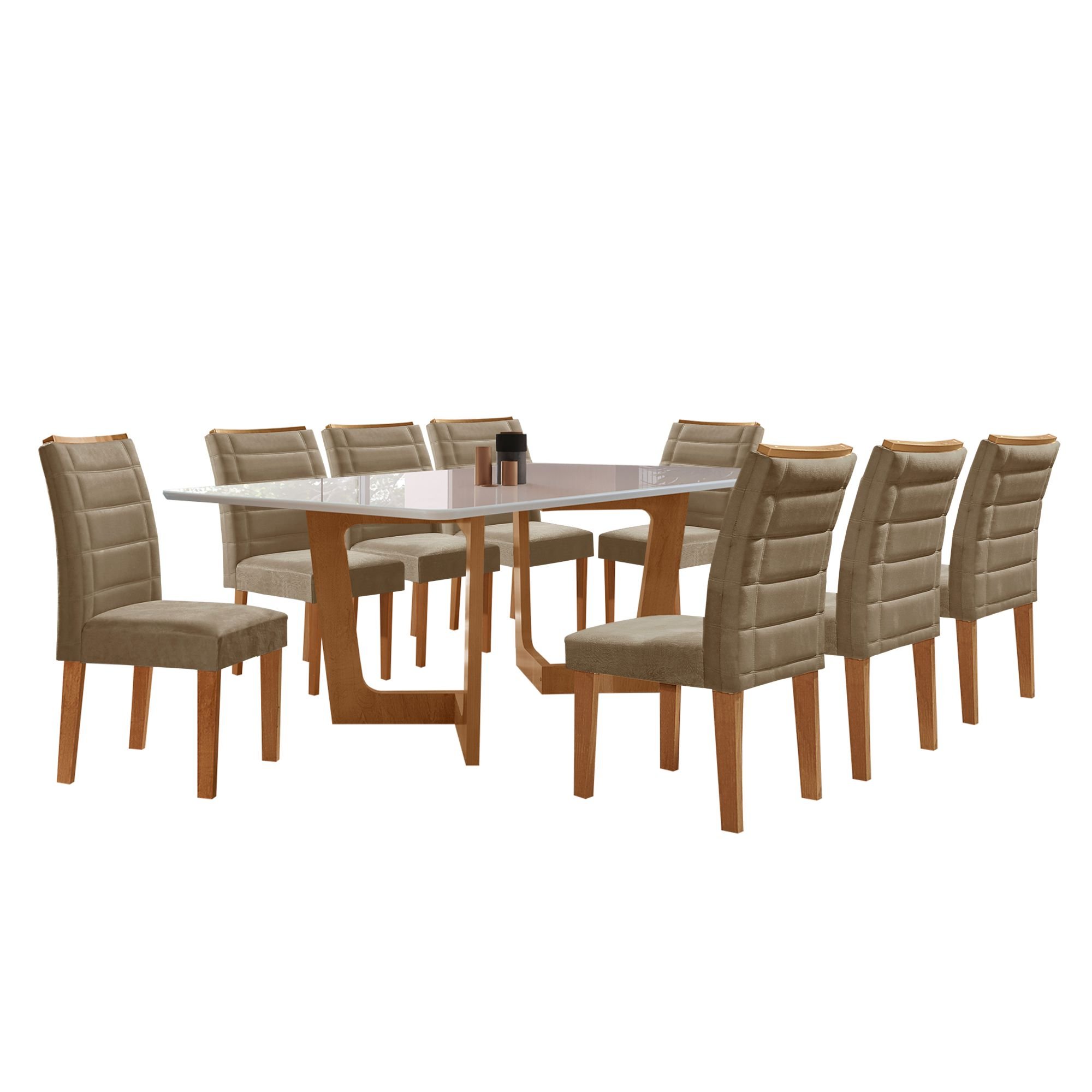 Conjunto Sala De Jantar Nápoles Tampo Vidro/MDF com 8 Cadeiras Genova Smart Plus  - 14