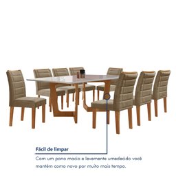 Conjunto Sala De Jantar Nápoles Tampo Vidro/MDF com 8 Cadeiras Genova Smart Plus  - 8