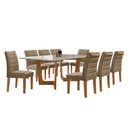 Ver imagem 2 de Conjunto Sala de Jantar Mesa 8 Cadeiras Tampo de Vidro Nápoles Cinamomo/Off White/Bege Escuro