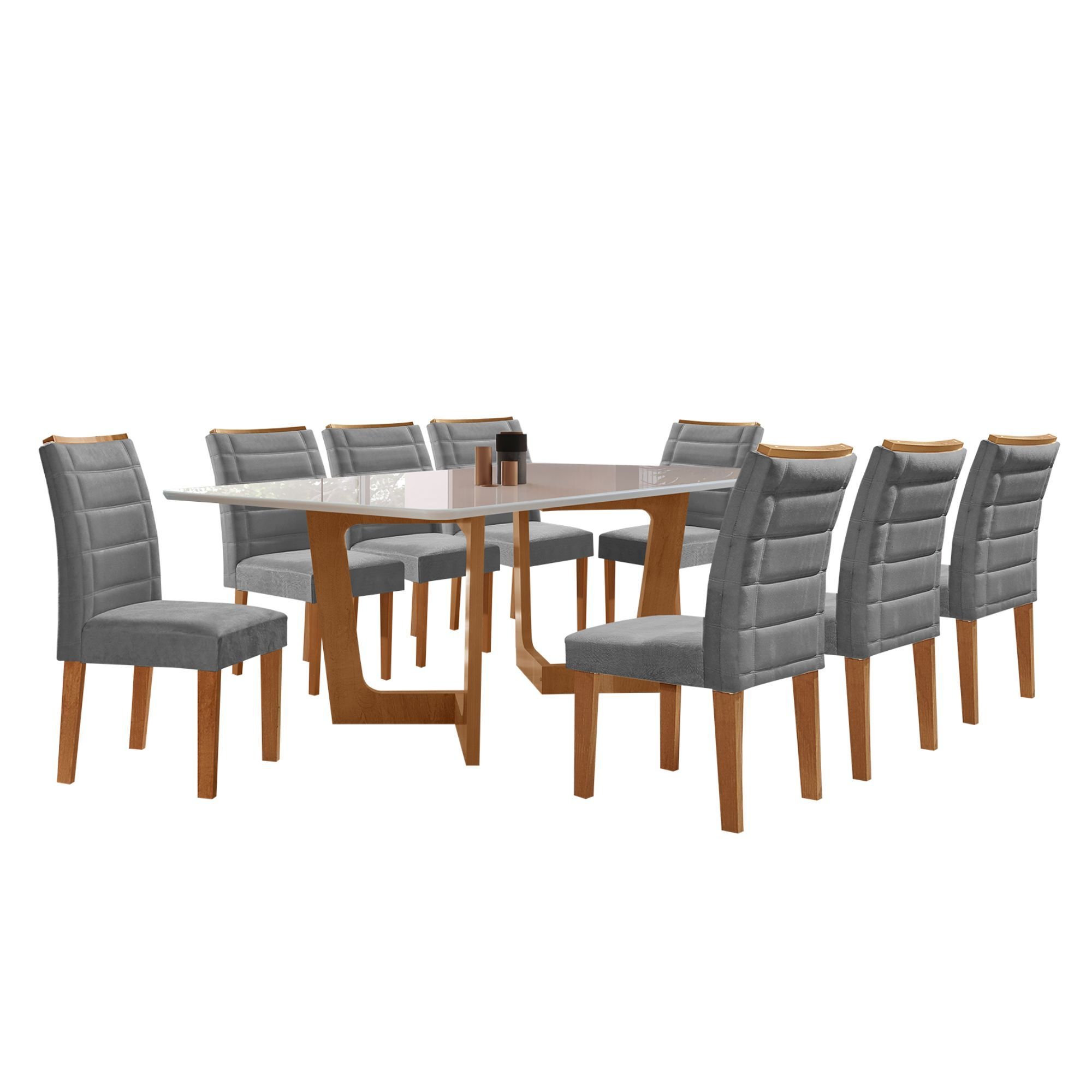Conjunto Sala De Jantar Nápoles Tampo Vidro/MDF com 8 Cadeiras Genova Smart Plus  - 14