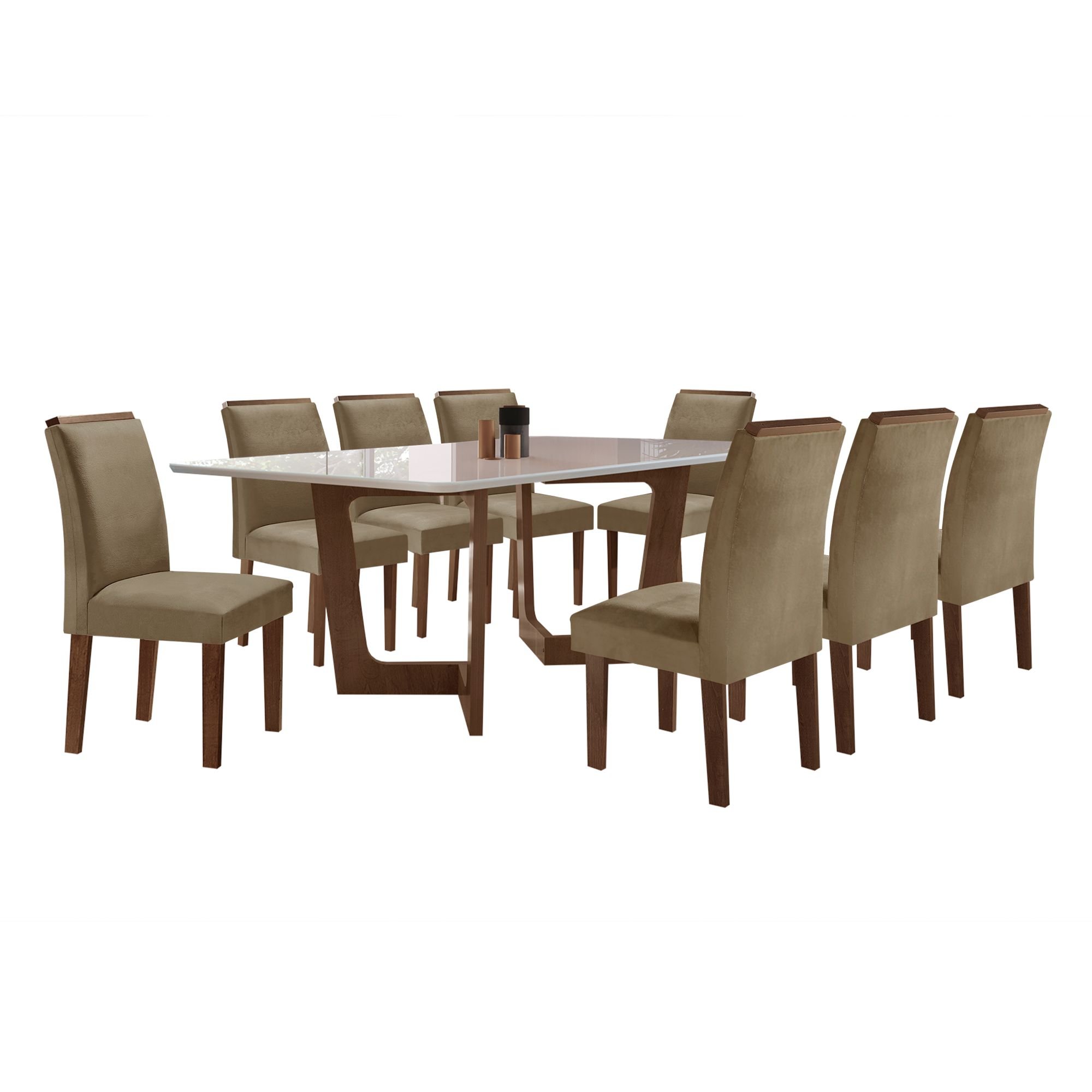 Conjunto Sala De Jantar Nápoles Tampo Vidro/MDF com 8 Cadeiras Luísa Smart Plus  - 14