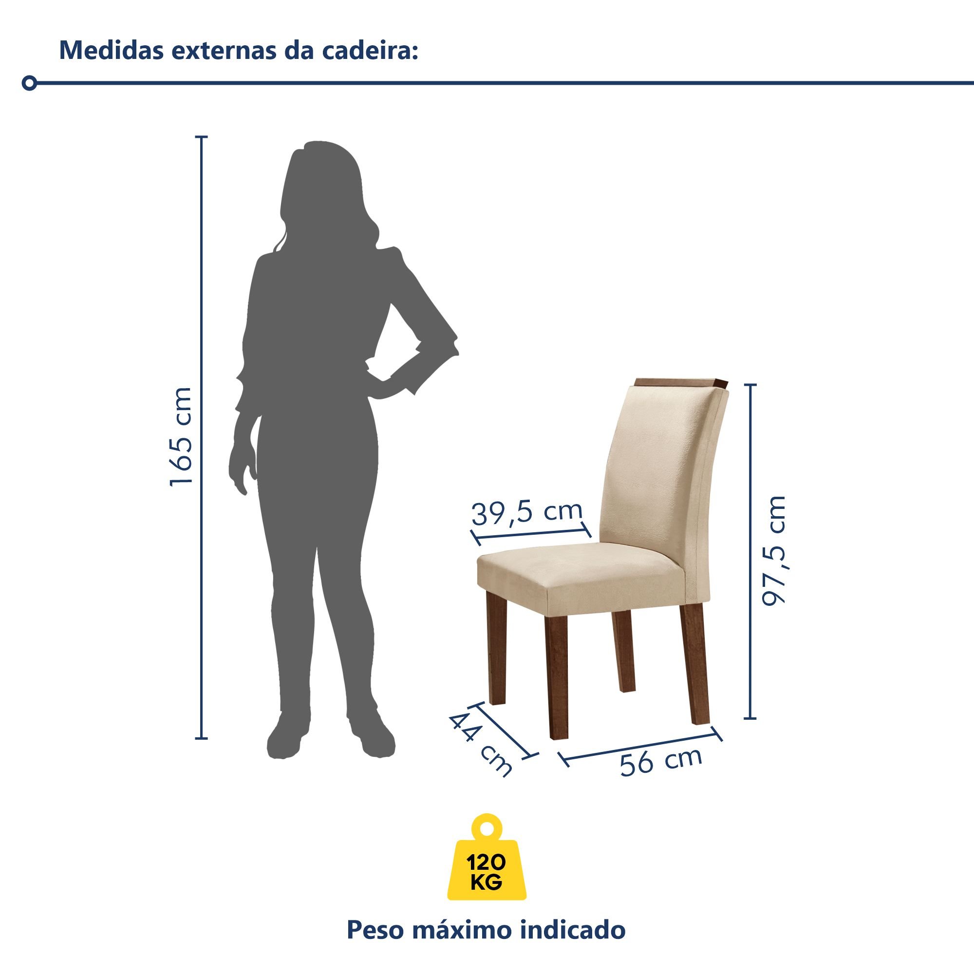 Conjunto Sala De Jantar Nápoles Tampo Vidro/MDF com 8 Cadeiras Luísa Smart Plus  - 10