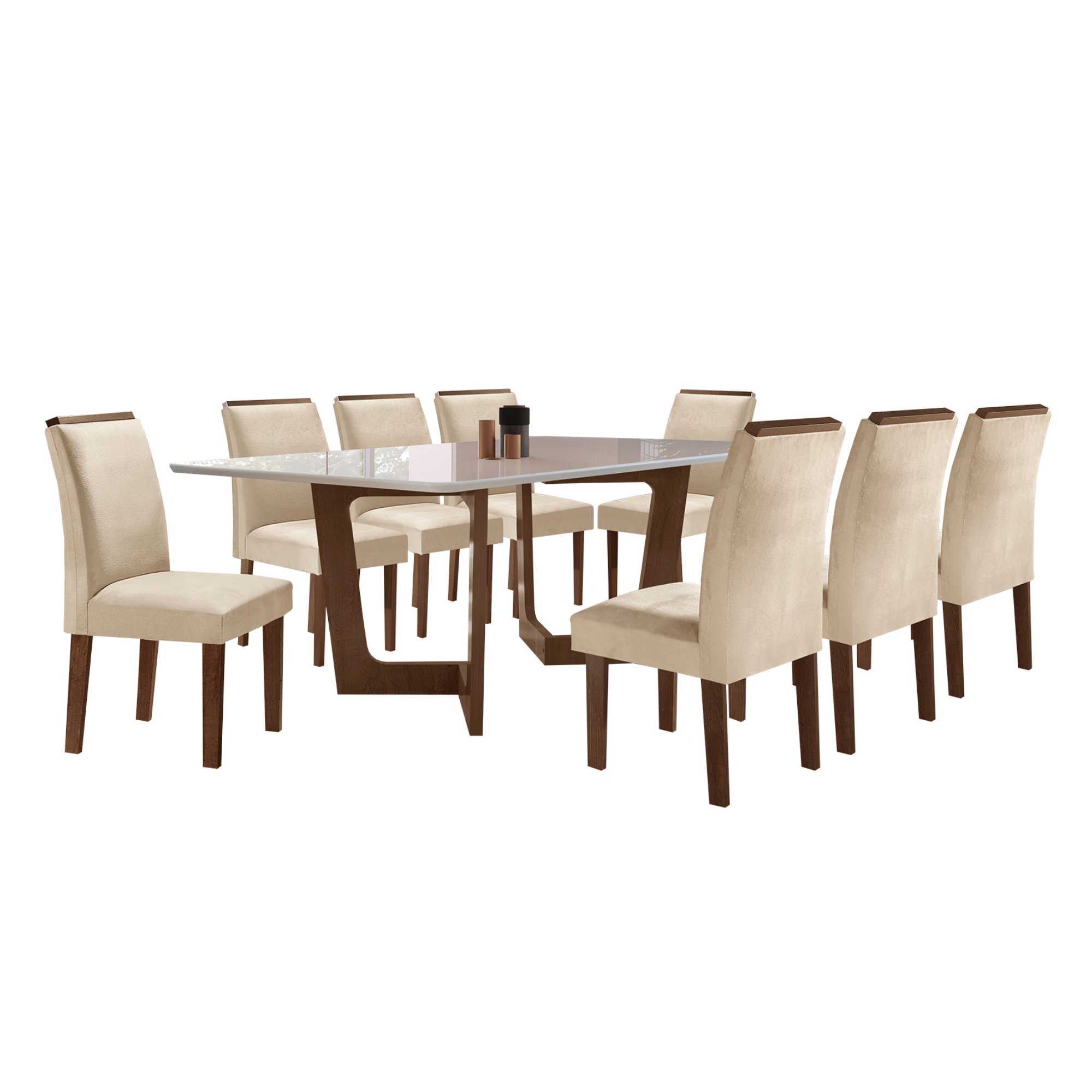 Conjunto Sala De Jantar Nápoles Tampo Vidro/MDF com 8 Cadeiras Luísa Smart Plus Cel Móveis - 2