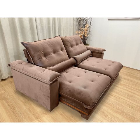 Sofá Retrátil Reclinável 2,30 M Marrom 500 Manuela