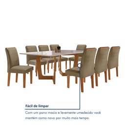 Conjunto Sala De Jantar Nápoles Tampo Vidro/MDF com 8 Cadeiras Luísa Smart Plus  - 8
