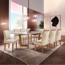 Ver imagem 1 de Conjunto Sala de Jantar Nápoles Tampo Vidro/MDF com 8 Cadeiras Luísa Smart Plus