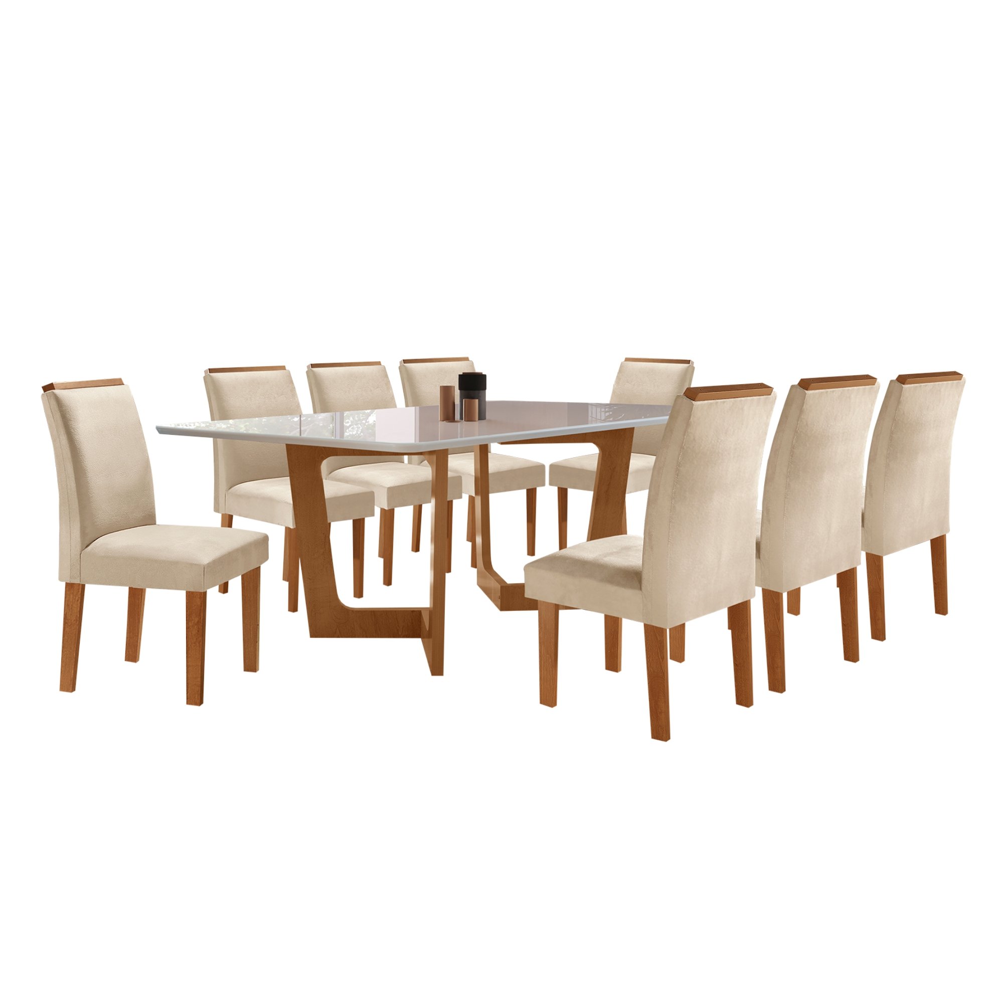 Conjunto Sala De Jantar Nápoles Tampo Vidro/MDF com 8 Cadeiras Luísa Smart Plus  - 2