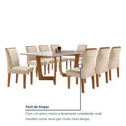 Conjunto Sala De Jantar Nápoles Tampo Vidro/MDF com 8 Cadeiras Luísa Smart Plus  - 8