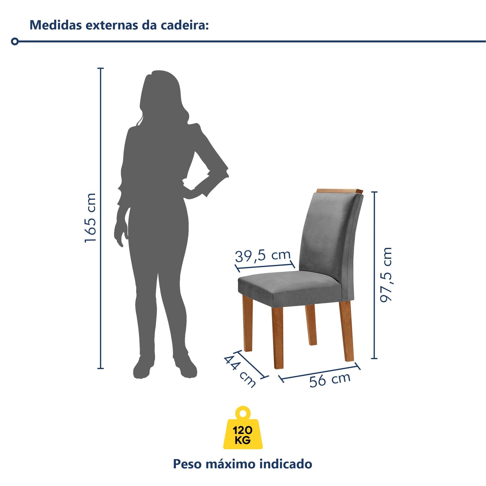 Conjunto Sala De Jantar Nápoles Tampo Vidro/MDF com 8 Cadeiras Luísa Smart Plus  - 10