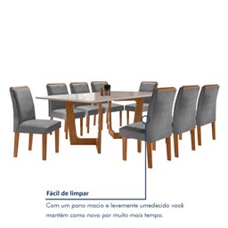 Conjunto Sala De Jantar Nápoles Tampo Vidro/MDF com 8 Cadeiras Luísa Smart Plus  - 8
