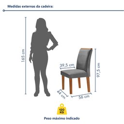 Conjunto Sala De Jantar Nápoles Tampo Vidro/MDF com 8 Cadeiras Luísa Smart Plus  - 10