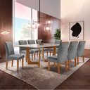 Ver imagem 1 de Conjunto Sala de Jantar Nápoles Tampo Vidro/MDF com 8 Cadeiras Luísa Smart Plus