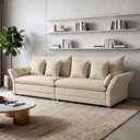 Ver imagem 1 de Sofá Living Bipartido 4 Lugares Almofadas Decorativas 250cm Pés em Madeira Maciça Copenhague