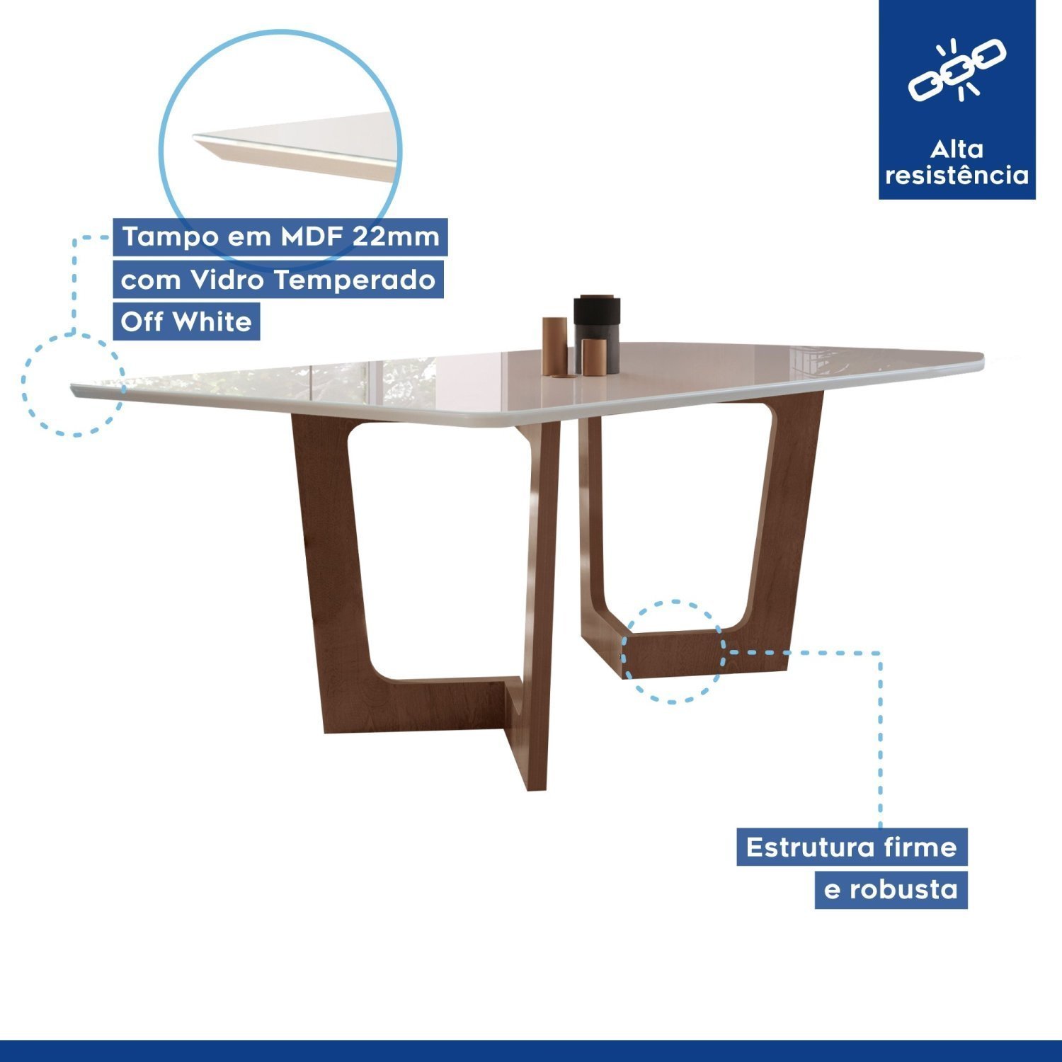 Conjunto Sala De Jantar Nápoles Tampo Vidro/MDF com 8 Cadeiras Marselha Smart Plus Cel Móveis - 8