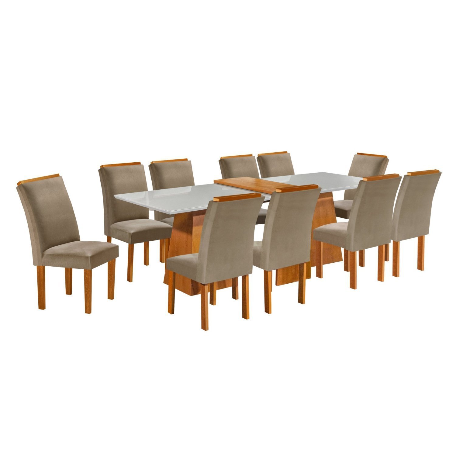 Conjunto Sala De Jantar Mesa Tampo Slim Plus Vidro Arezzo 280cm 10 Cadeiras Luiza - 10