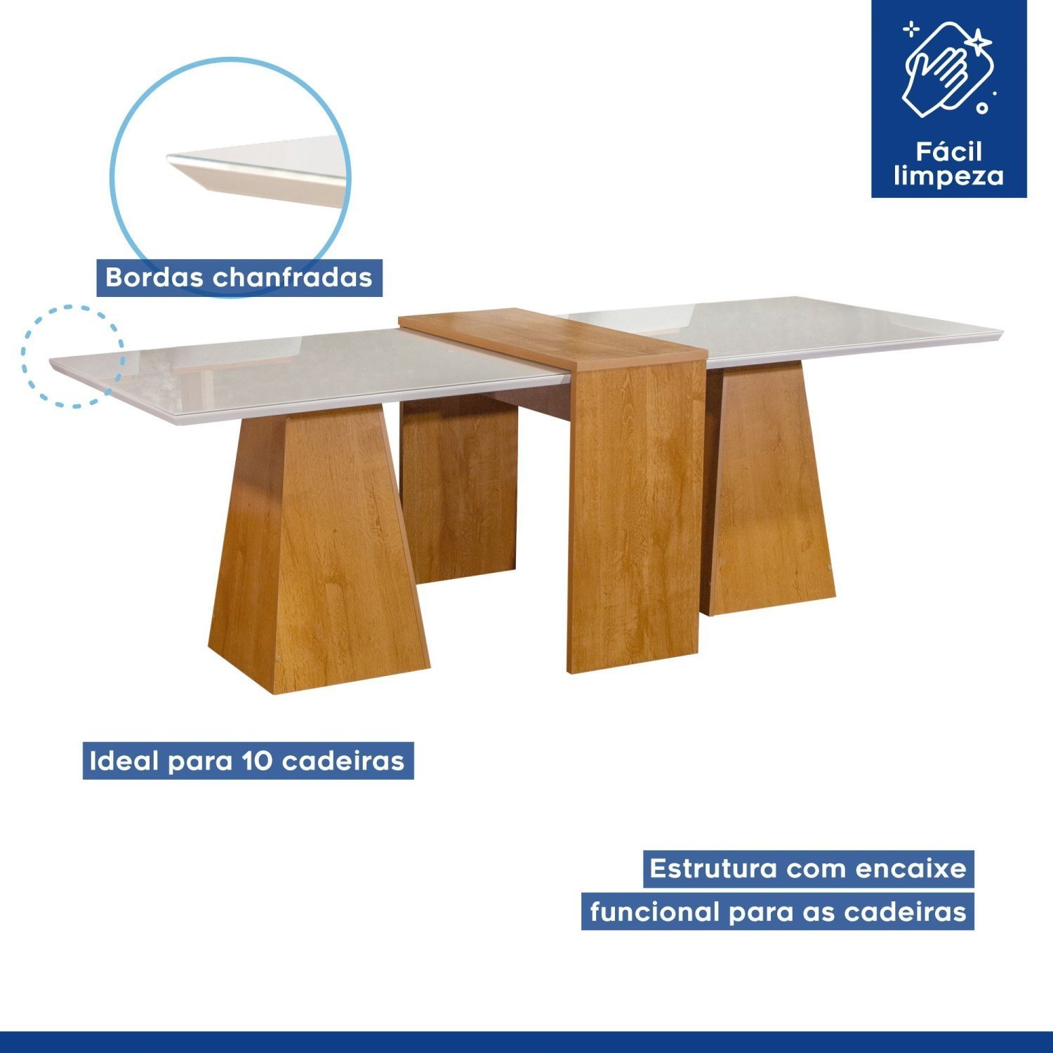 Conjunto Sala De Jantar Mesa Tampo Slim Plus Vidro Arezzo 280cm 10 Cadeiras Luiza - 3