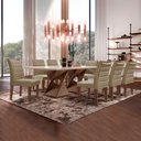 Ver imagem 1 de Conjunto Sala de Jantar Mesa 8 Cadeiras Tampo de Vidro Genova Chocolate/Off White/Bege Escuro