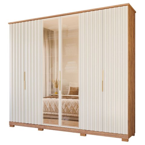 Guarda Roupa Elegance 6 Portas com Vidro Reflecta Mdf
