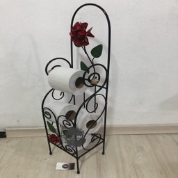 porta papel higiênico decorativo rústico ferro flor - 10