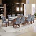 Ver imagem 1 de Conjunto Sala de Jantar Mesa Tampo Slim Plus Vidro Arezzo 280cm 10 Cadeiras Genova