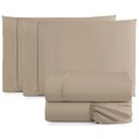 Ver imagem 1 de Jogo Lençol Casal Queen 4 Peças Cama Box Ponto Palito 400 Fios Cáqui