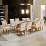 Conjunto Mesa 10 Cadeiras Sala de Jantar Tampo com Vidro Arezzo 280cm Genova - 1